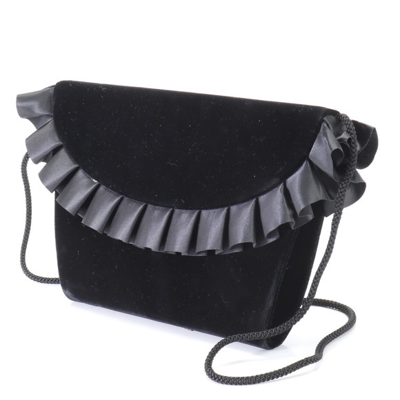 Saint Laurent Shoulder Bag Black Ruffle Yves - Picture 1 of 14